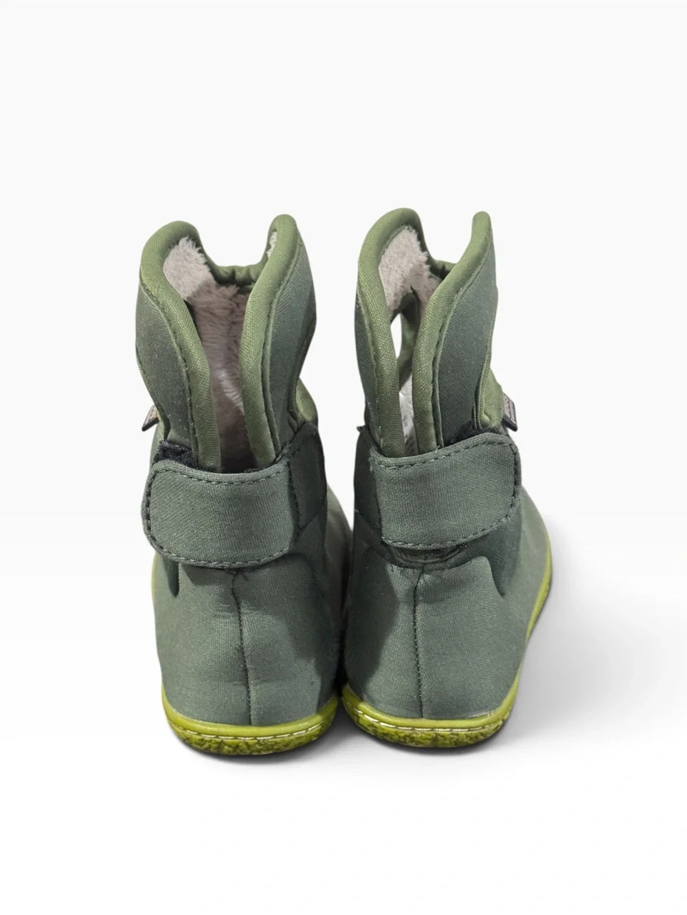 Bogs Kids Olive Green Waterproof Snow Boots with Yellow-Green Soles